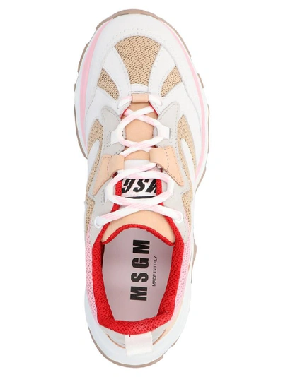 Shop Msgm Logo Contrast Panel Sneakers In Multi