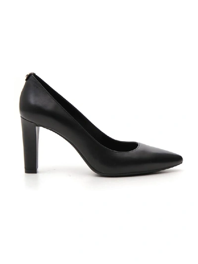 Shop Michael Michael Kors Pointed Toe Leather Pumps In Black