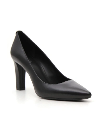 Shop Michael Michael Kors Pointed Toe Leather Pumps In Black