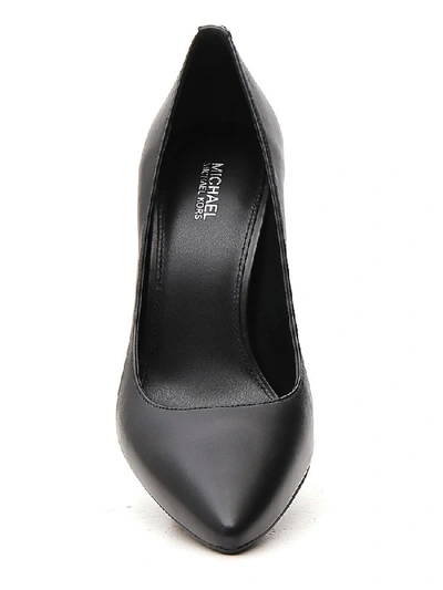 Shop Michael Michael Kors Pointed Toe Leather Pumps In Black