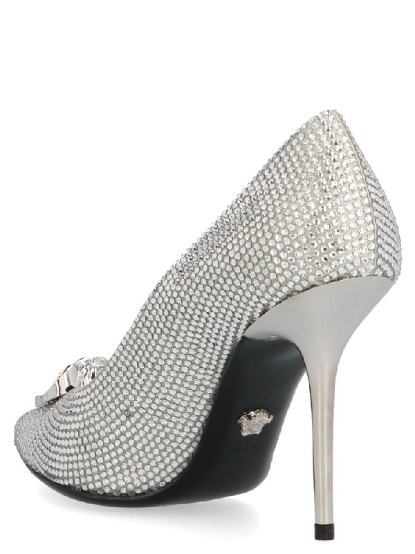 versace silver heels