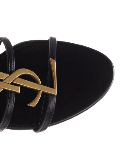 Shop Saint Laurent Cassandra Logo Sandals In Black