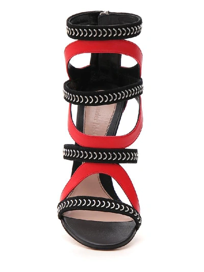 Shop Alexander Mcqueen Contrast Heeled Sandals In Black/lust Red