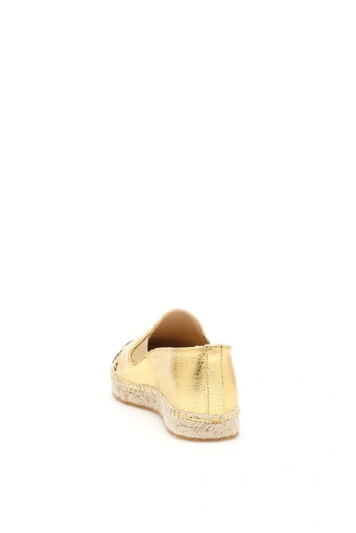 Shop Bottega Veneta Woven Detail Espadrilles In Gold