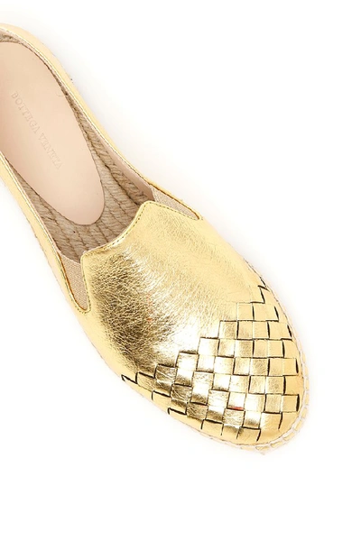 Shop Bottega Veneta Woven Detail Espadrilles In Gold