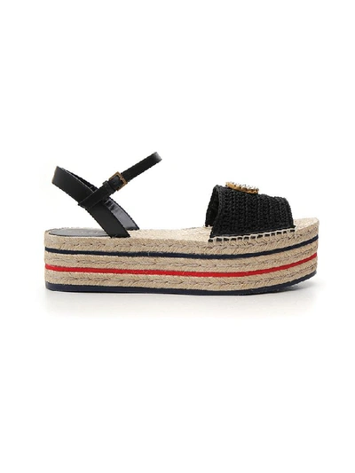 Shop Gucci Platform Espadrille Sandals In Multi