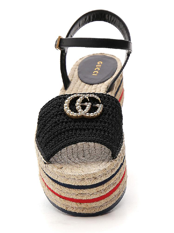 gucci layered platform crochet espadrilles