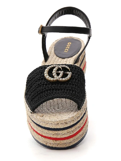 Shop Gucci Platform Espadrille Sandals In Multi