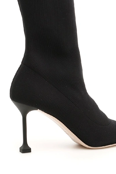 Shop Miu Miu Sock Heeled Sock Boots In Nero Cromo