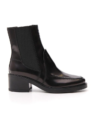 Shop Tod's Block Heel Ankle Boots In Black