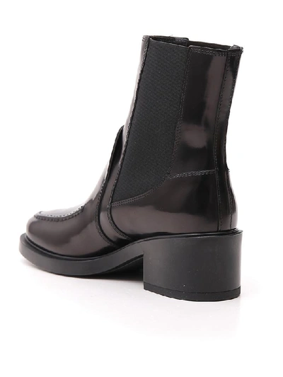 Shop Tod's Block Heel Ankle Boots In Black