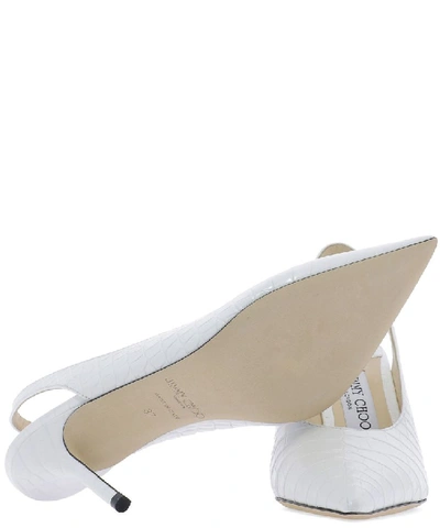 Shop Jimmy Choo Ivy 85 Croc Effect Slingback Pumps In White