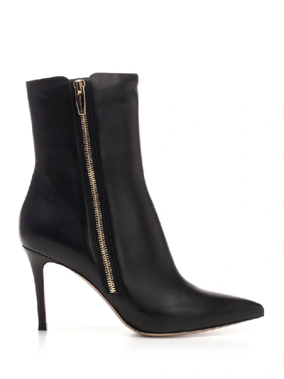 Shop Gianvito Rossi Pointed Toe Zipped Ankle Boots In Black