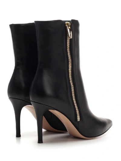 Shop Gianvito Rossi Pointed Toe Zipped Ankle Boots In Black
