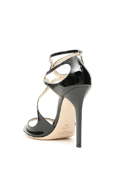 Shop Jimmy Choo Lance Patent Sandals In Black