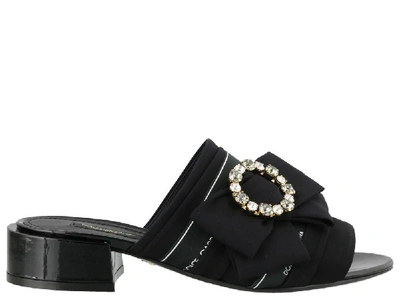 Shop Dolce & Gabbana Bow Embellished Sandals In Black