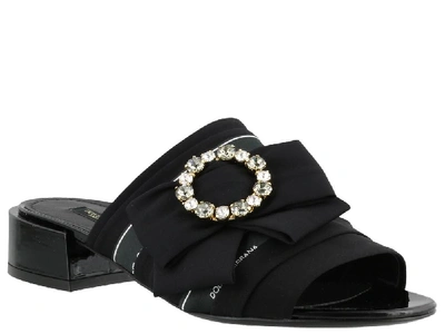 Shop Dolce & Gabbana Bow Embellished Sandals In Black