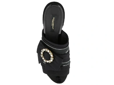 Shop Dolce & Gabbana Bow Embellished Sandals In Black