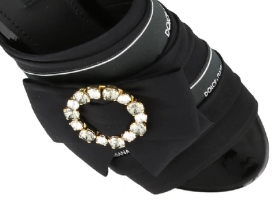 Shop Dolce & Gabbana Bow Embellished Sandals In Black