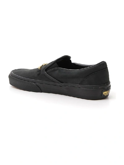 Shop Vans Logo Slip On Sneakers In Black