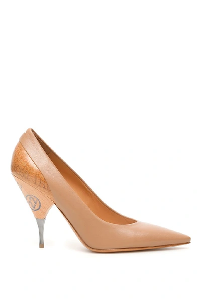 Shop Maison Margiela Cork Effect Tapered Heel Pumps In Nude