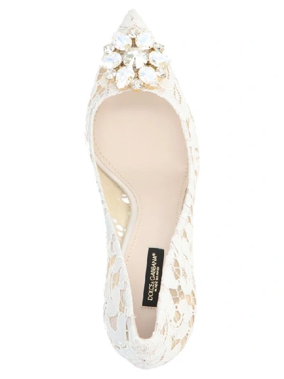 Shop Dolce & Gabbana Bellucci Lace Embellished Pumps In White