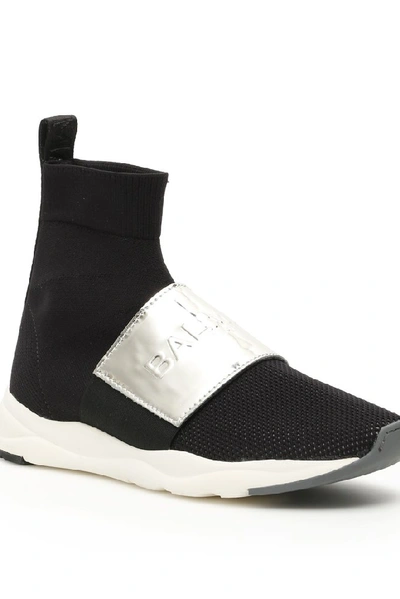 Shop Balmain Logo Strap Sock Sneakers In Multi