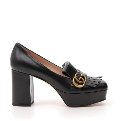 Shop Gucci Gg Fringed Platform Pumps In Black