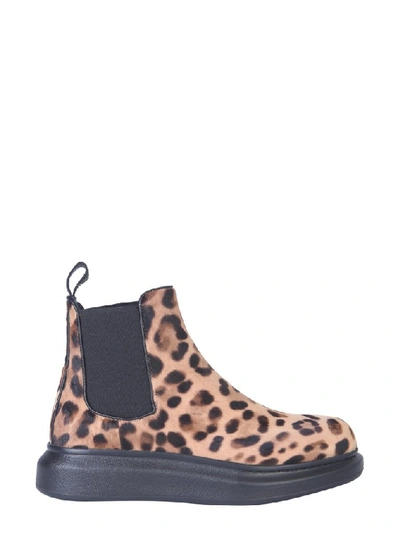 Shop Alexander Mcqueen Leopard Hybrid Chelsea Boots In Animalier
