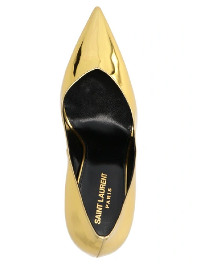 Shop Saint Laurent Kiki Pumps In Gold