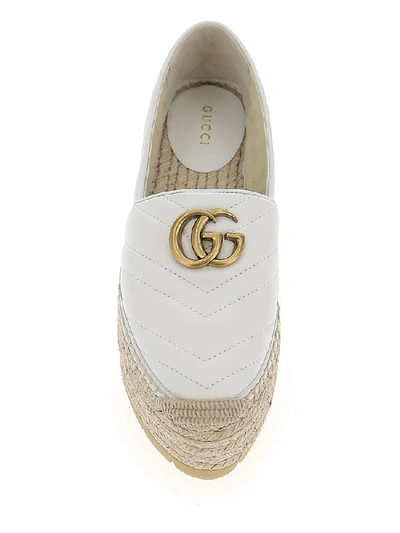 Shop Gucci G Platform Espadrilles In White