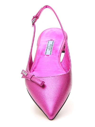 Shop Prada Slingback Flat Shoes In Pink