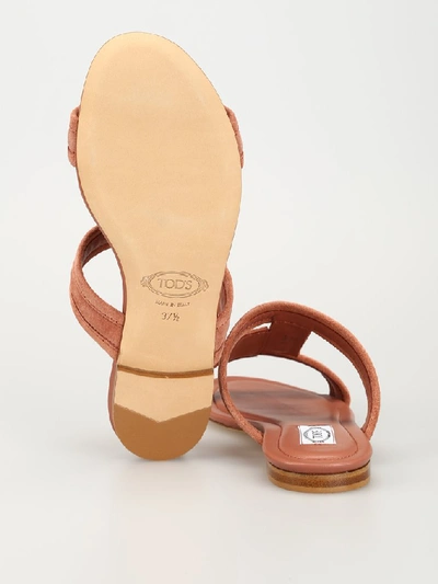 Shop Tod's Double T Logo Sandals In Pink