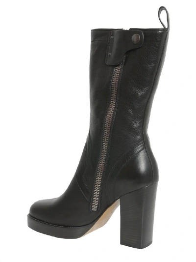 Shop Rick Owens Chunky Heel Ankle In Black