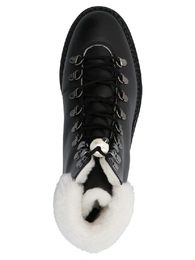 Shop Nicholas Kirkwood Shearling Insert Lace Up Hiking Boots In Black