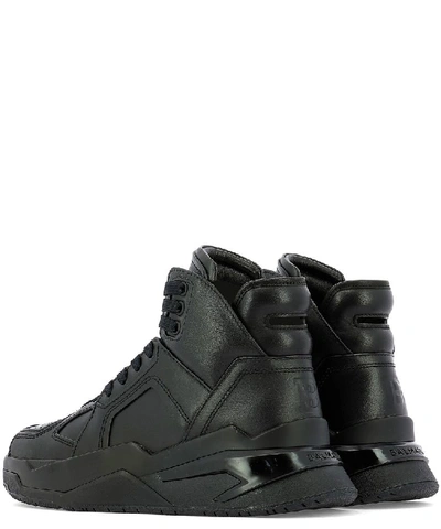 Shop Balmain B Ball Logo Embossed High Top Sneakers In Black