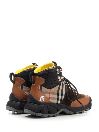 Shop Burberry Check Panelled Tor Boots In Multi