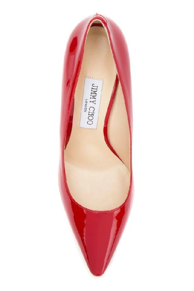 Shop Jimmy Choo Patent Leather Romy 100 Pumps In Red