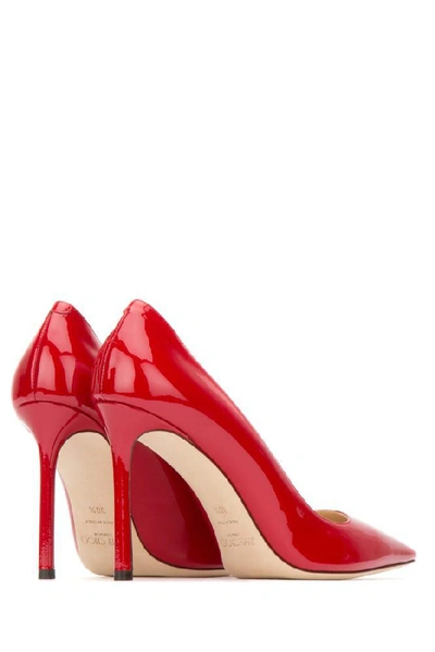 Shop Jimmy Choo Patent Leather Romy 100 Pumps In Red