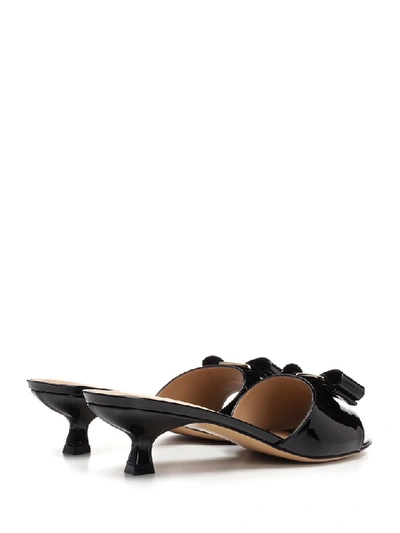 Shop Ferragamo Salvatore  Vara Bow Slide Sandals In Black