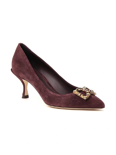 Shop Dolce & Gabbana Dg Amore Logo Embellished Pumps In Red