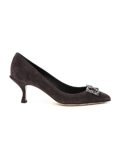 Shop Dolce & Gabbana Dg Amore Logo Embellished Pumps In Brown