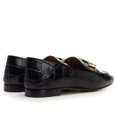 Shop Chloé C Logo Loafers In Black