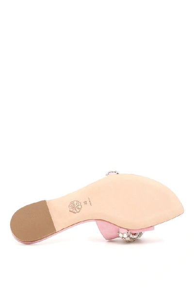 Shop Alexander Mcqueen Crystal Embellished Knot Mules In Pink