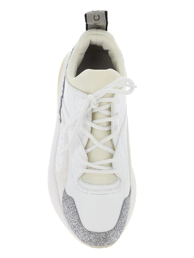 Shop Stella Mccartney Eclypse Glittered Detail Lace Up Sneakers In Silver/white