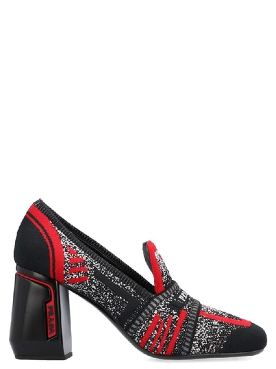 Shop Prada Knit Detail Pumps In Multi