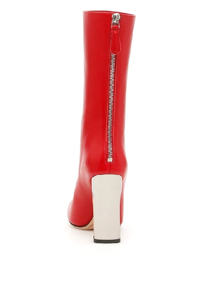 Shop Alexander Mcqueen Zipped Leather Boots In Deep Red 183