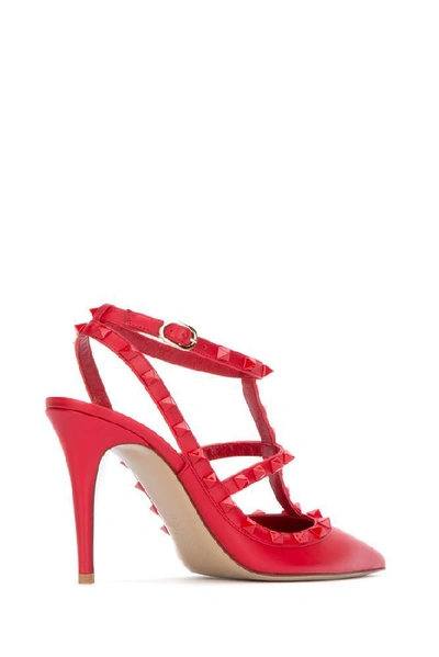 Shop Valentino Garavani Rockstud Ankle Strap Pumps In Red