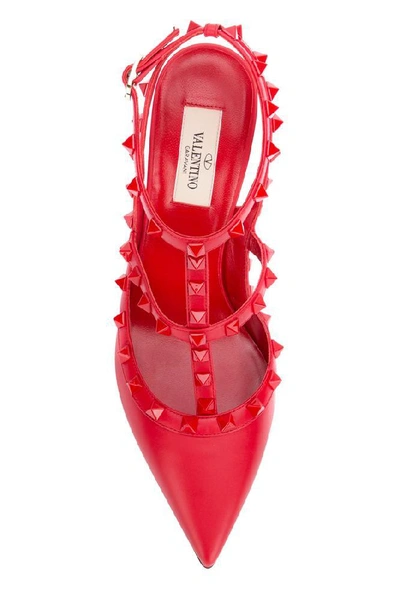 Shop Valentino Garavani Rockstud Ankle Strap Pumps In Red