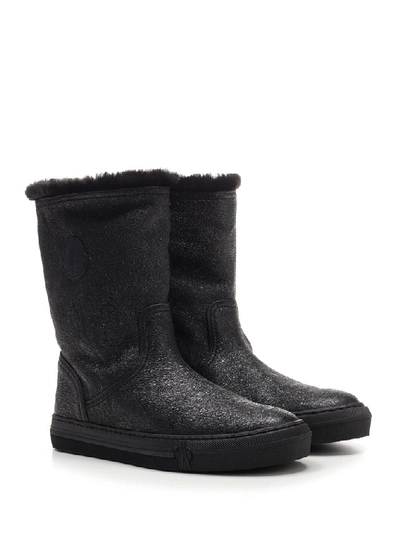 Shop Moncler Arabelle Fur Trimmed Ankle Boots In Black